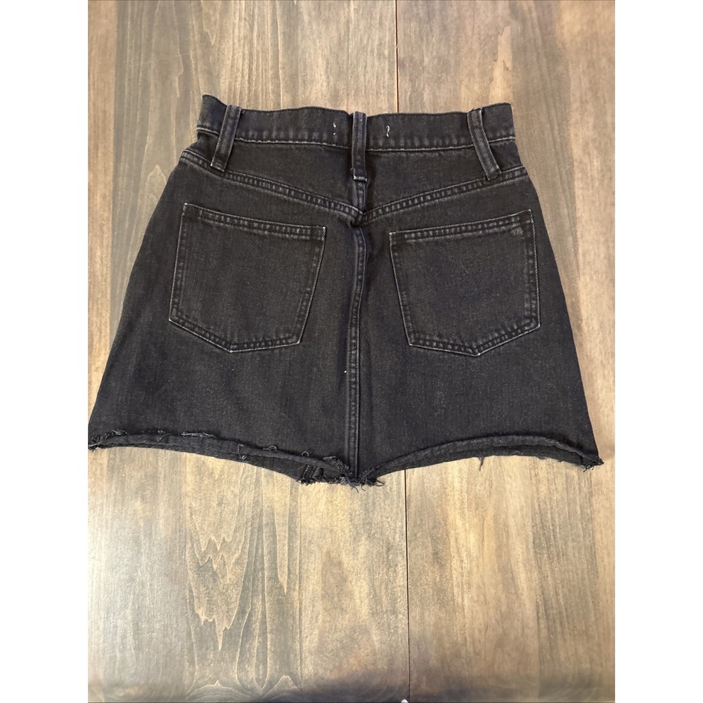 Madewell Denim Skirt A Line Size 25 Black Denim Distressed - Picture 3 of 3